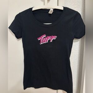 Women's Tuff pink glam band hair metal 8o’s Black T-Shirt stretchy XS rock